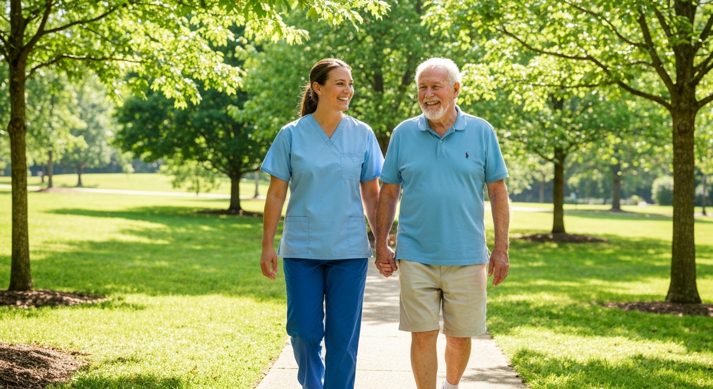 Caregiver assisting senior in Cobb County