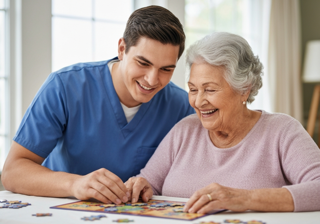 Caregiver and senior in Clayton County