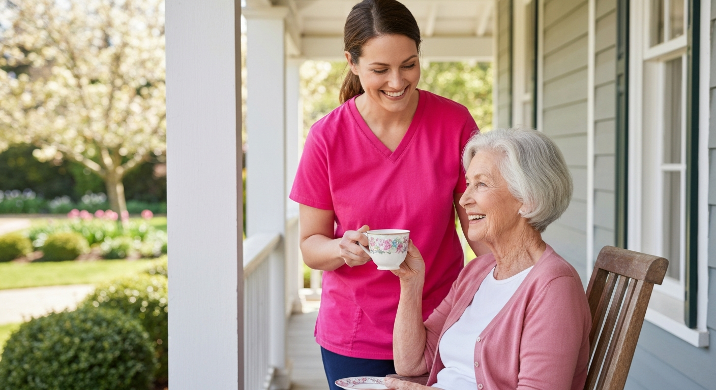 Caregiver assisting senior in Douglas County