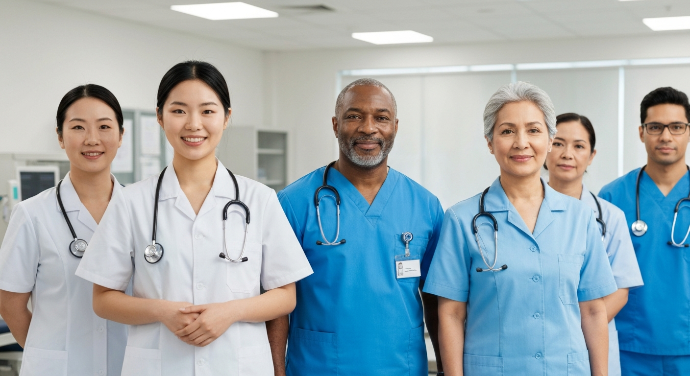 Diverse team of caregivers