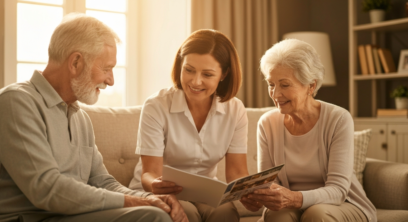 Caregiver discussing plan with family
