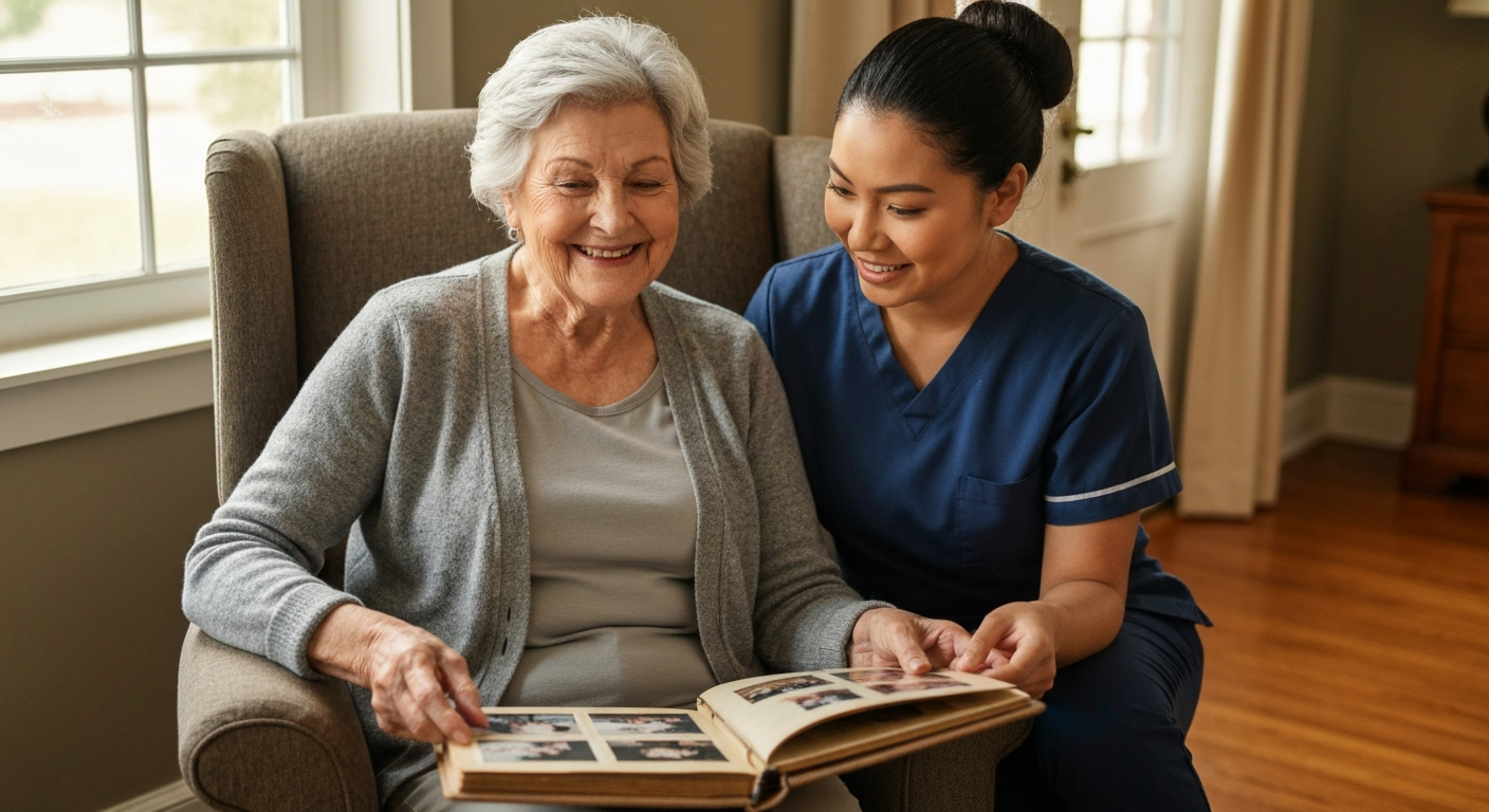 Caregiver assisting senior in Gwinnett County