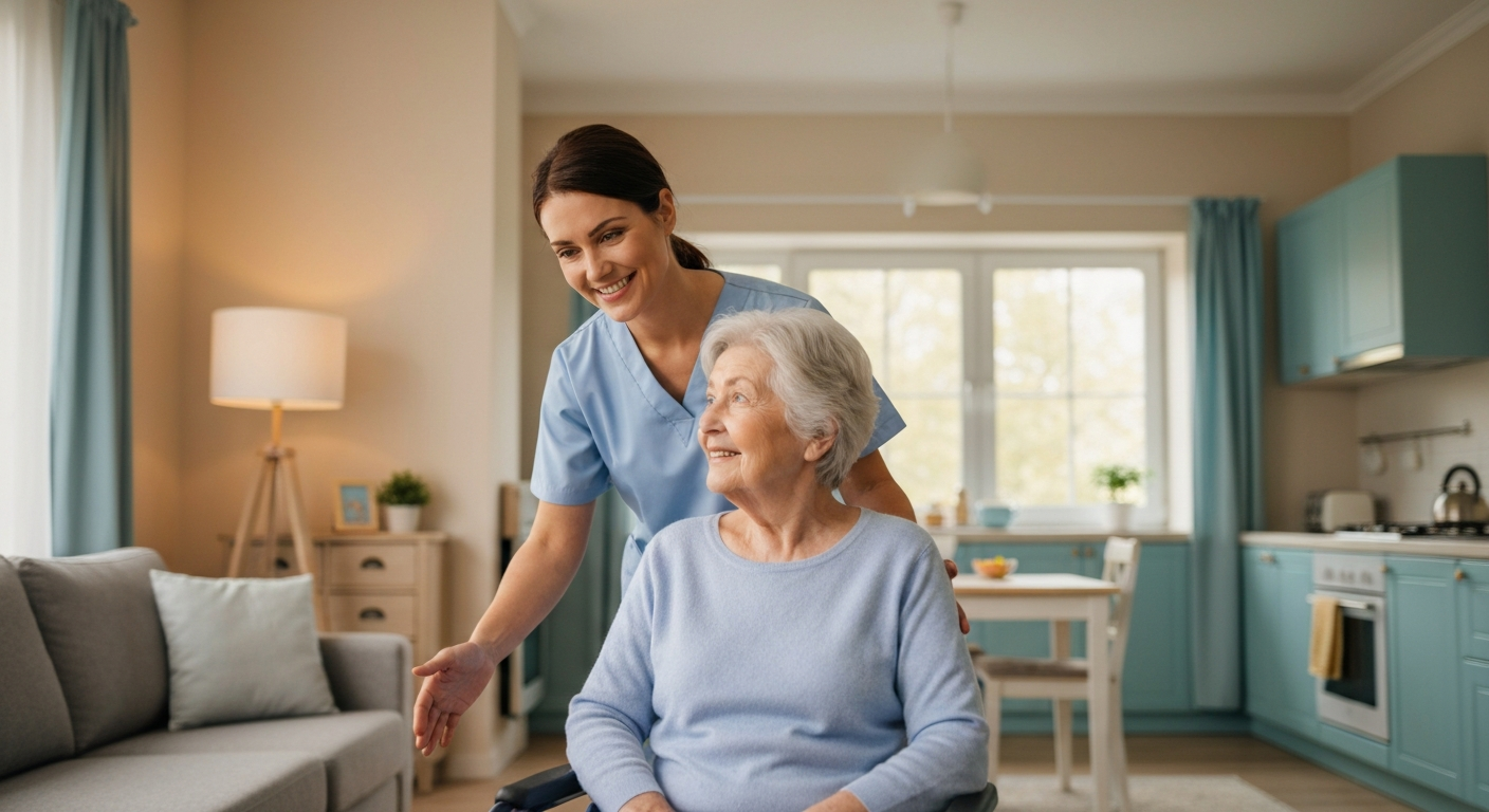Caregiver helping senior transition home from hospital