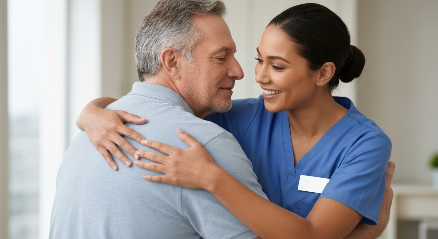 Relieved family caregiver receiving support