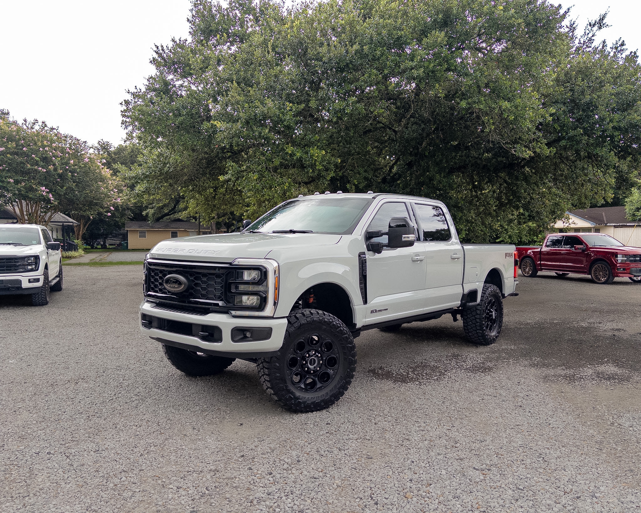 Ford Super Duty truck with custom lift kit and off-road tires installed