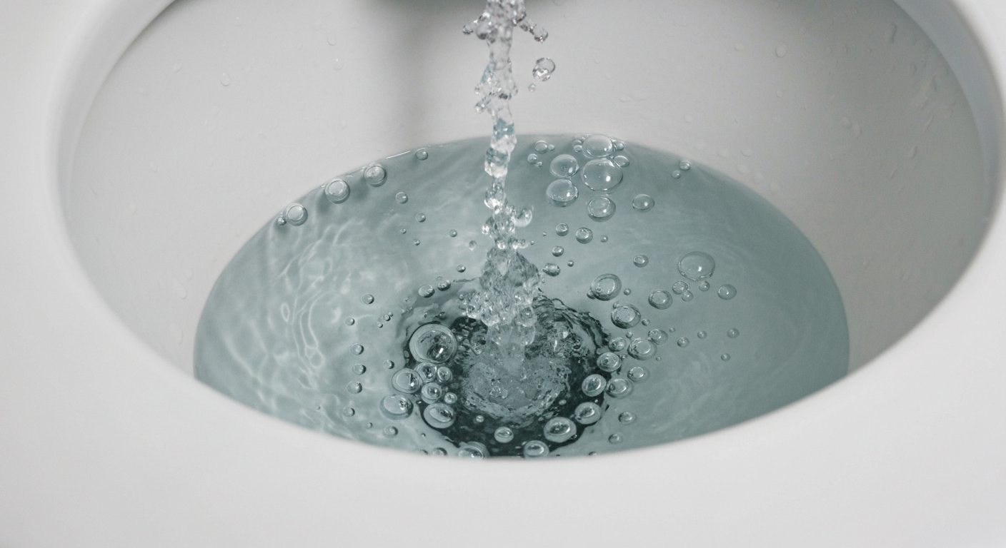 Close up of a bubbling toilet bowl