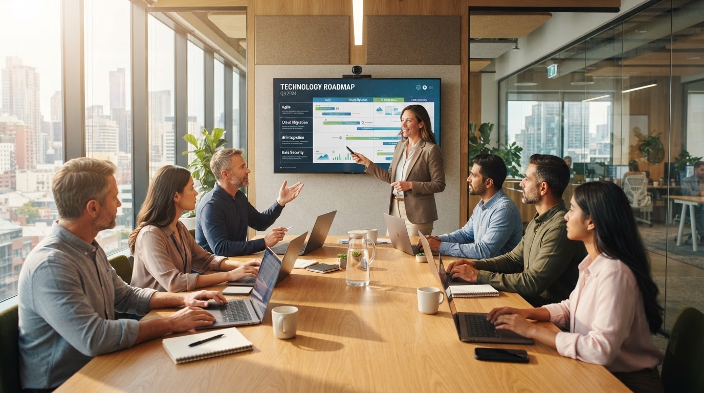 The Link Source engineers and client leadership collaborating on IT standards