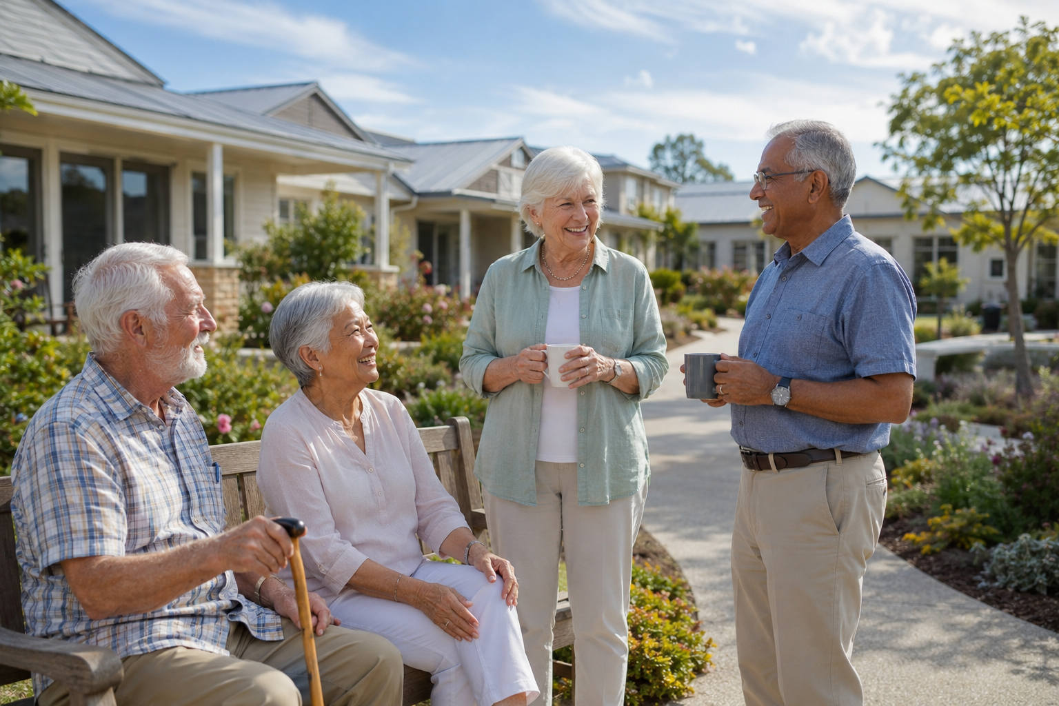 Retirement village residents playing lawn bowls in South Australia