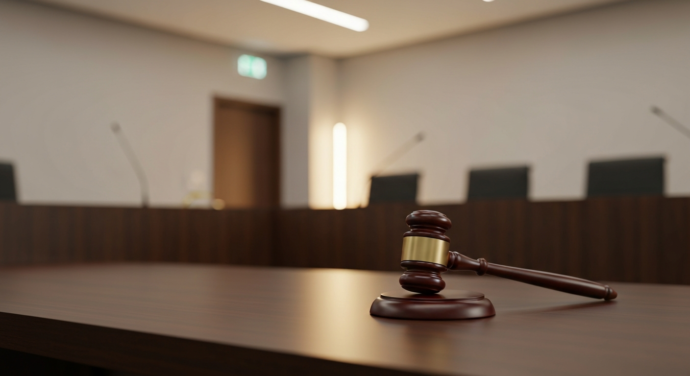Judge's gavel in a courtroom