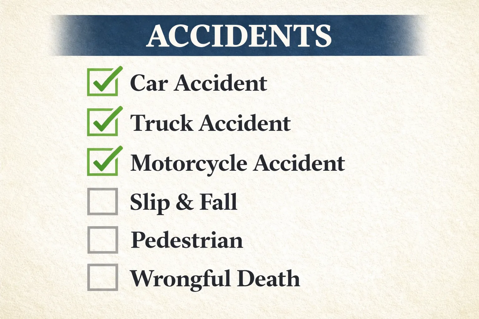Johnson Law Firm personal injury accident types checklist