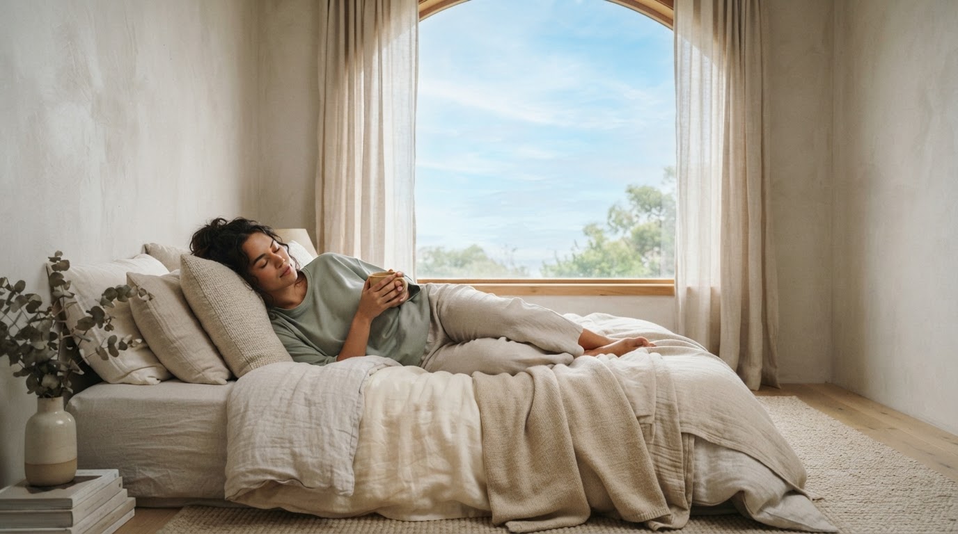 A restorative scene representing calm, rest and energy recovery for chronic fatigue