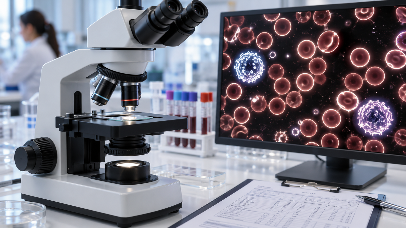 Live Blood Analysis darkfield microscope and cellular monitor display