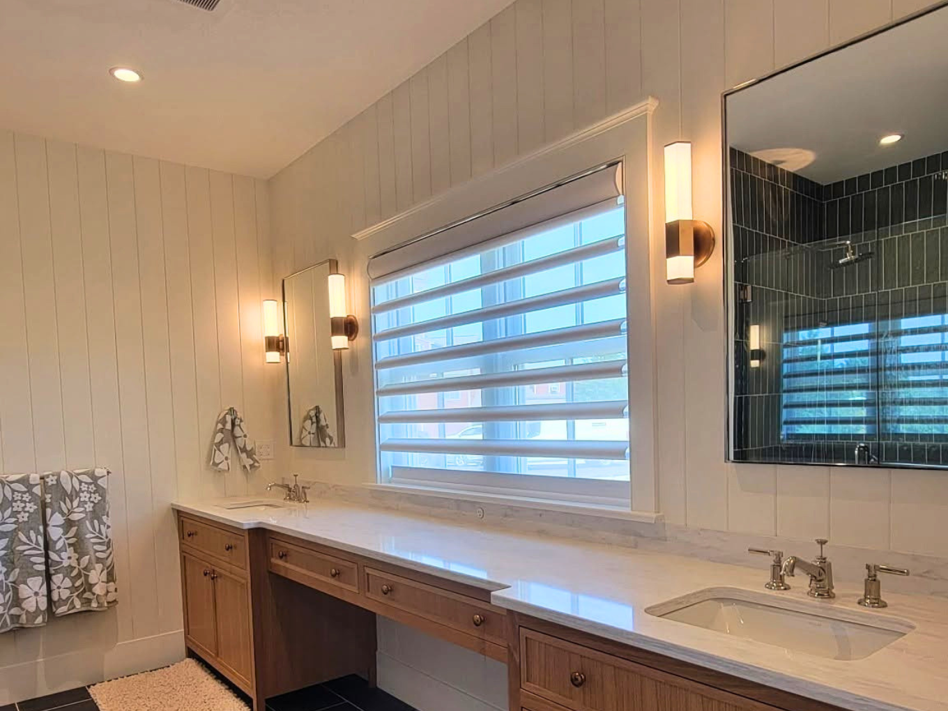 Custom bathroom wainscoting and trim painting in NH Seacoast by Minute Men Painters