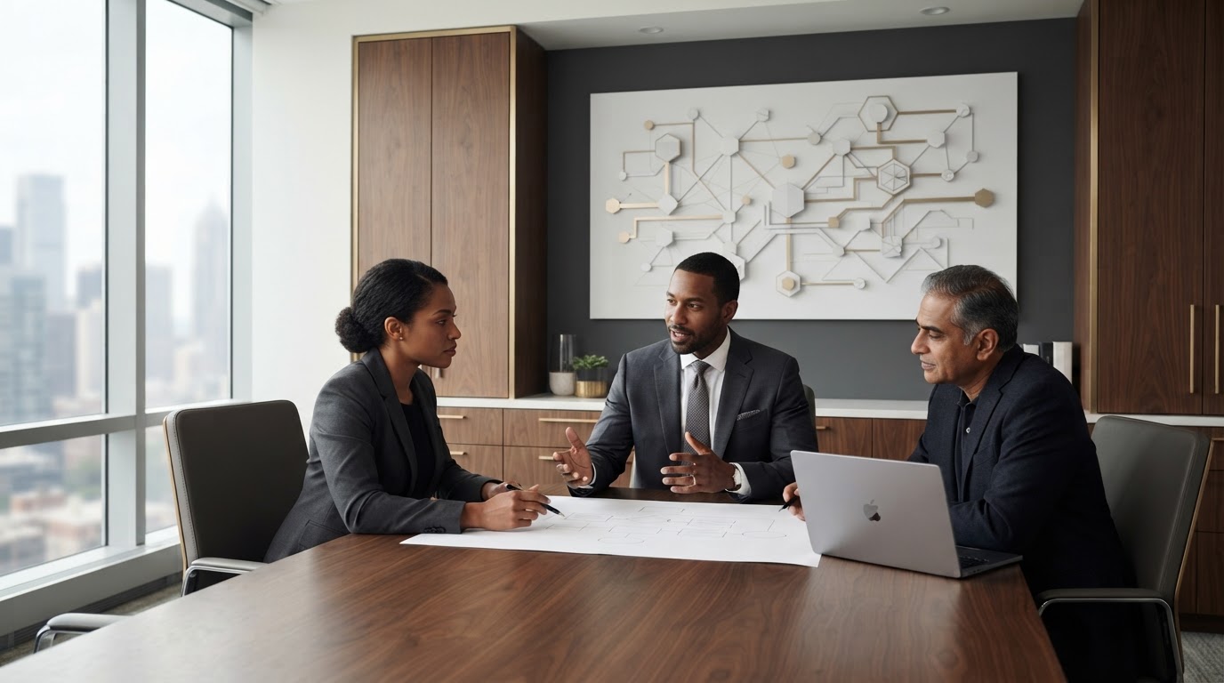 Premium modern executive workspace representing a professionally configured business foundation