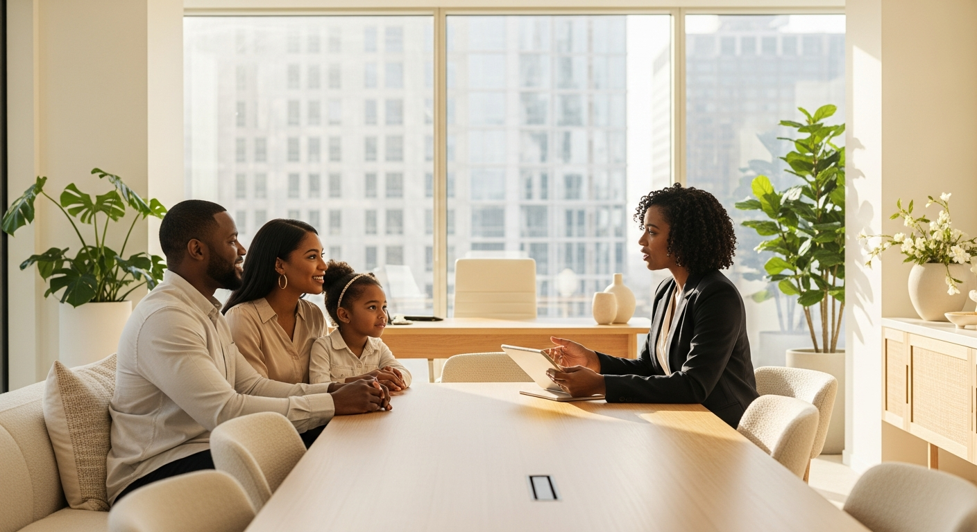Financial professional meeting with a family
