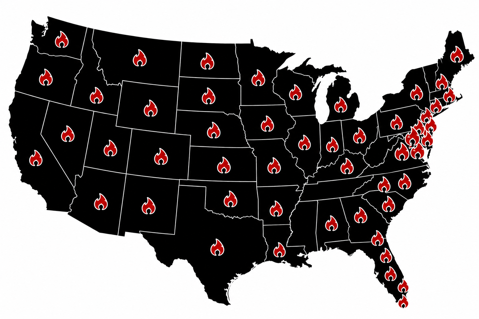 Lavahot Service Area Map across the USA