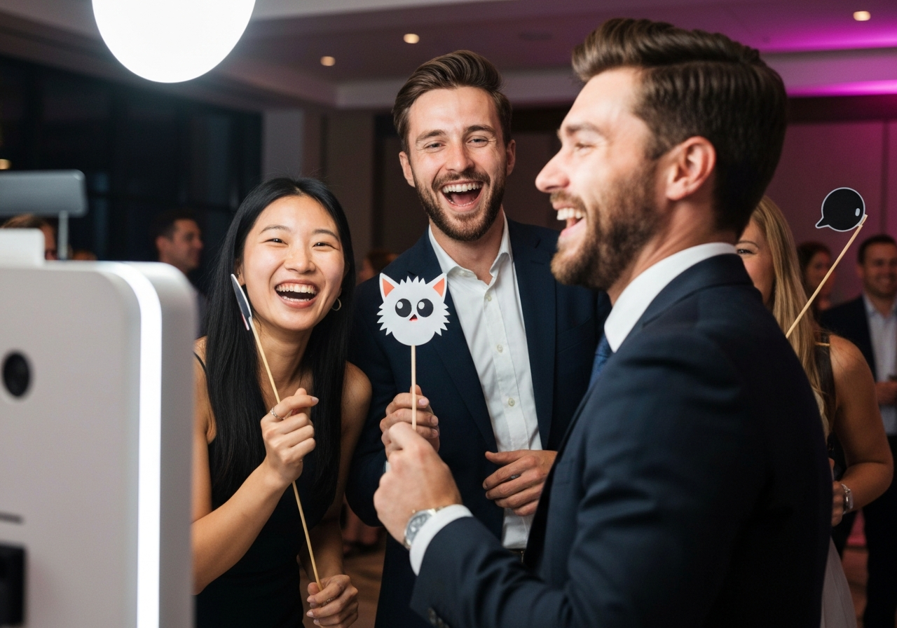 Corporate event photo booth fun