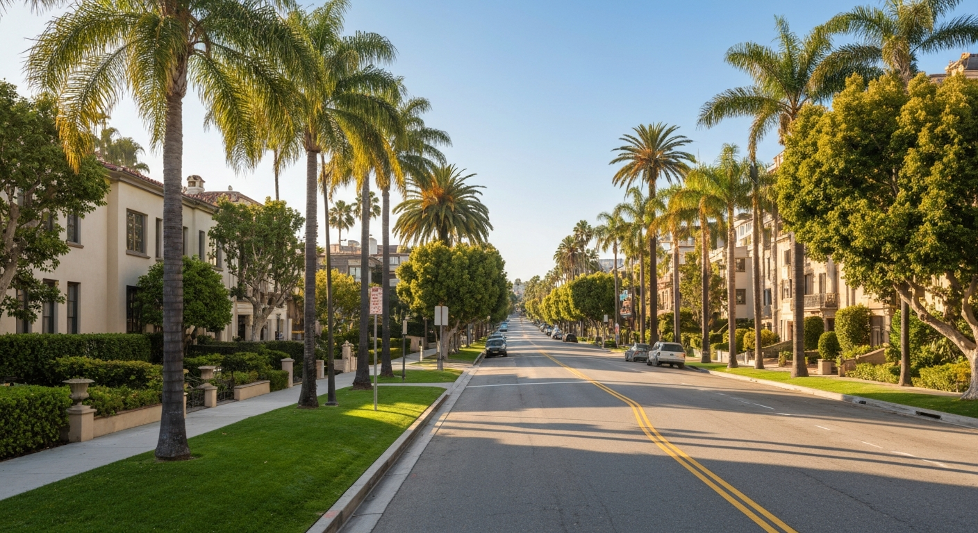 Beverly Hills estate trees and landscape