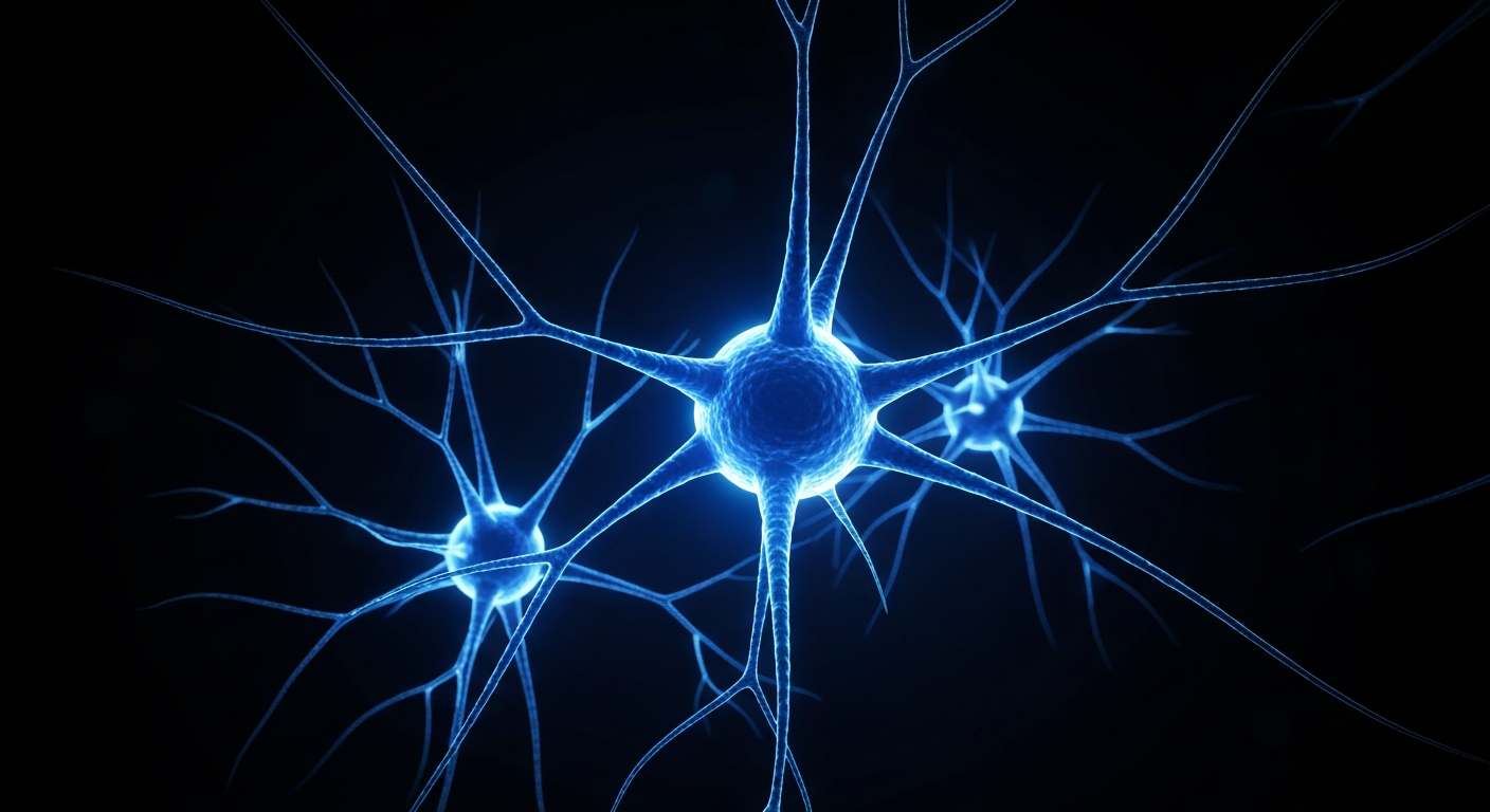 3D medical illustration of a healthy brain network