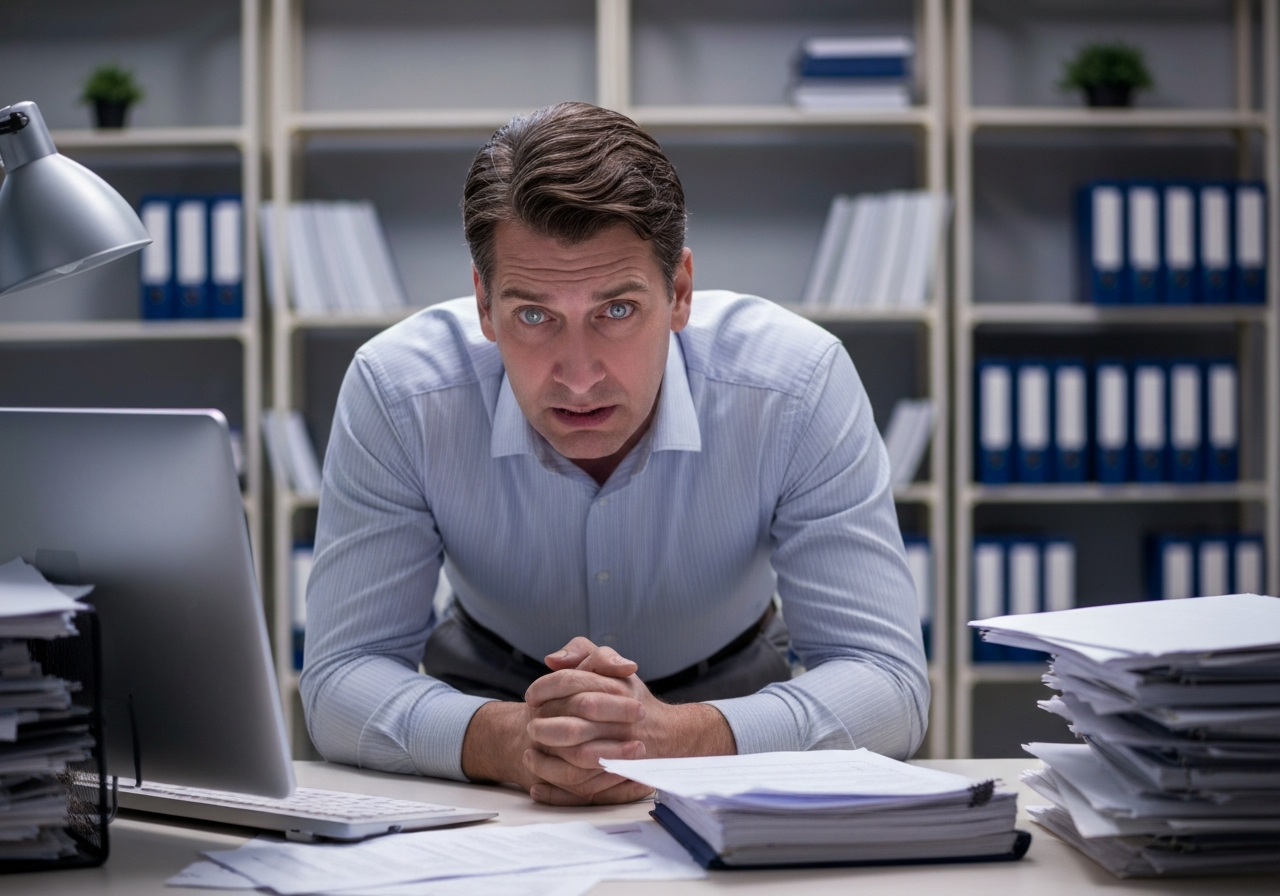 Person experiencing mental exhaustion and lack of focus