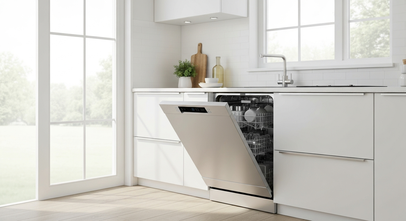 Built-in dishwasher in a modern kitchen