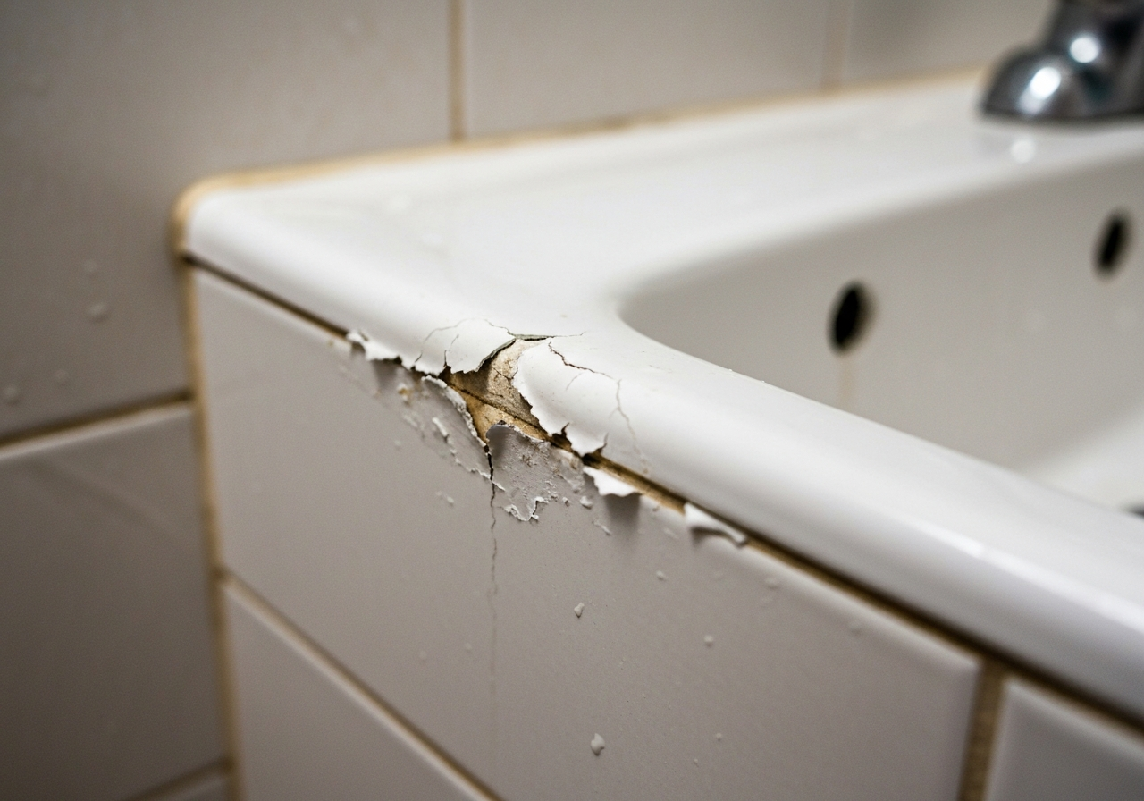 Old cracked caulking replacement in Lower Mainland home