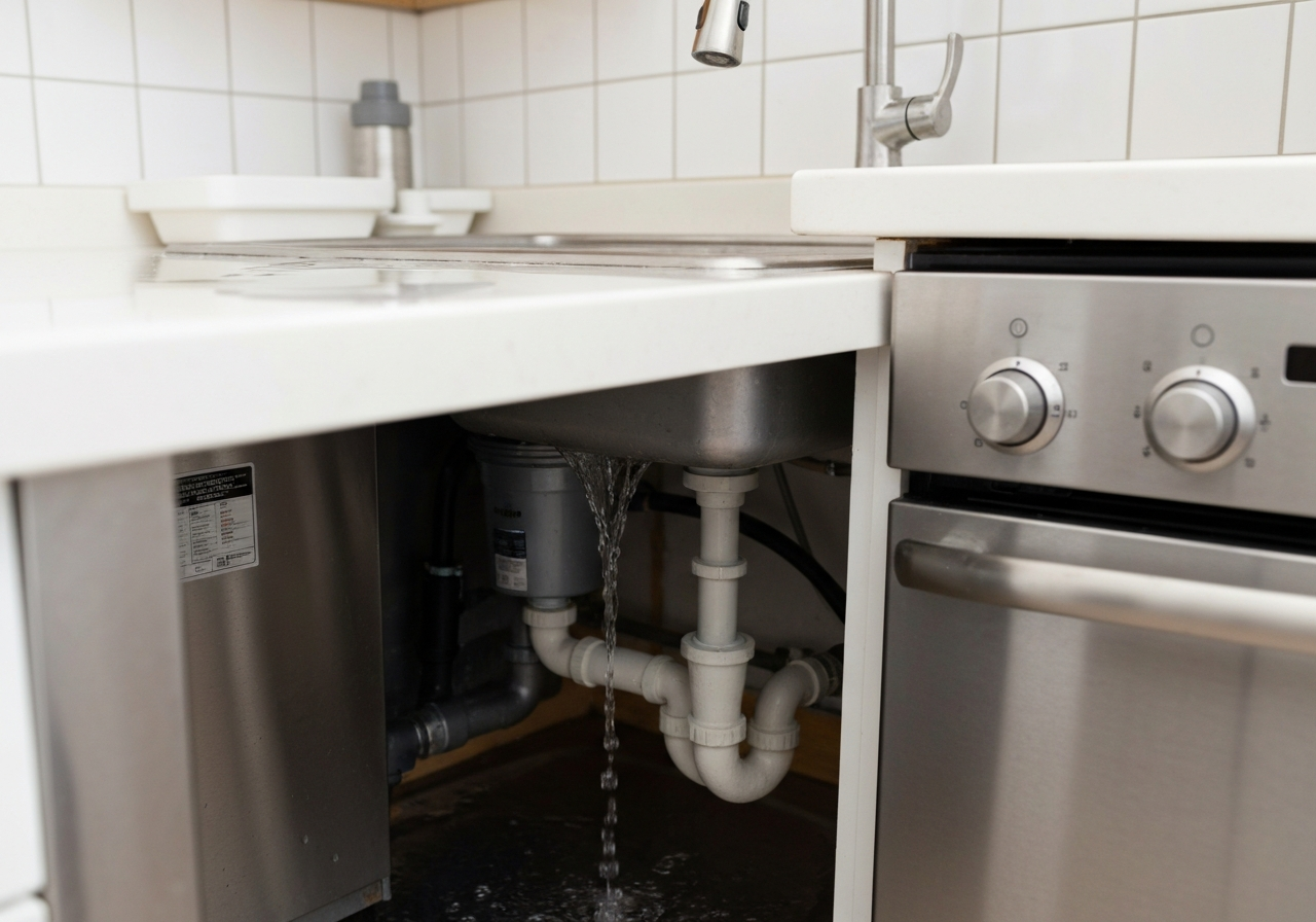 Kitchen sink garbage disposal leaking repair request