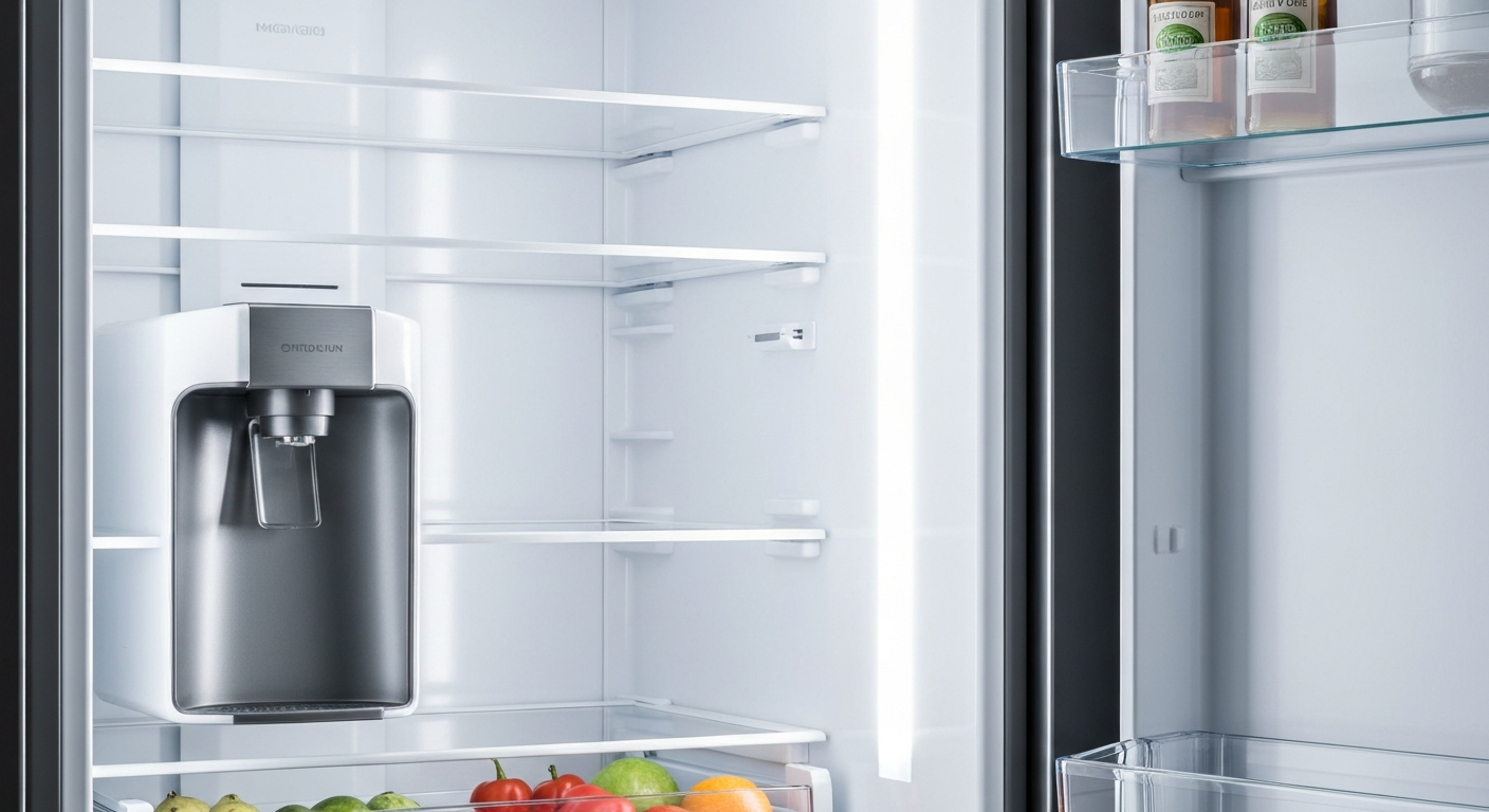 Clean modern refrigerator interior with bright lighting in Vancouver