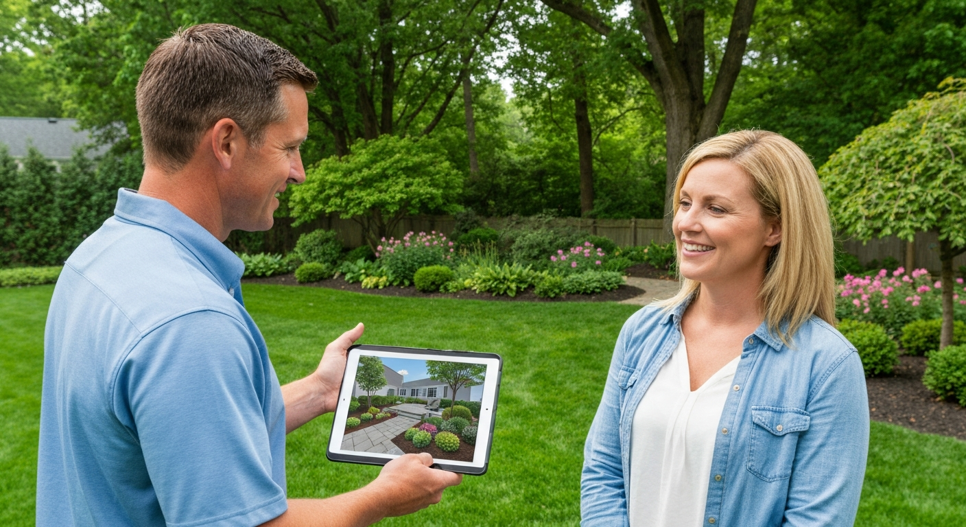 Doylestown landscaping professional presenting a design