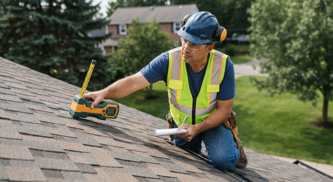Lansdale roofing contractor inspecting a job