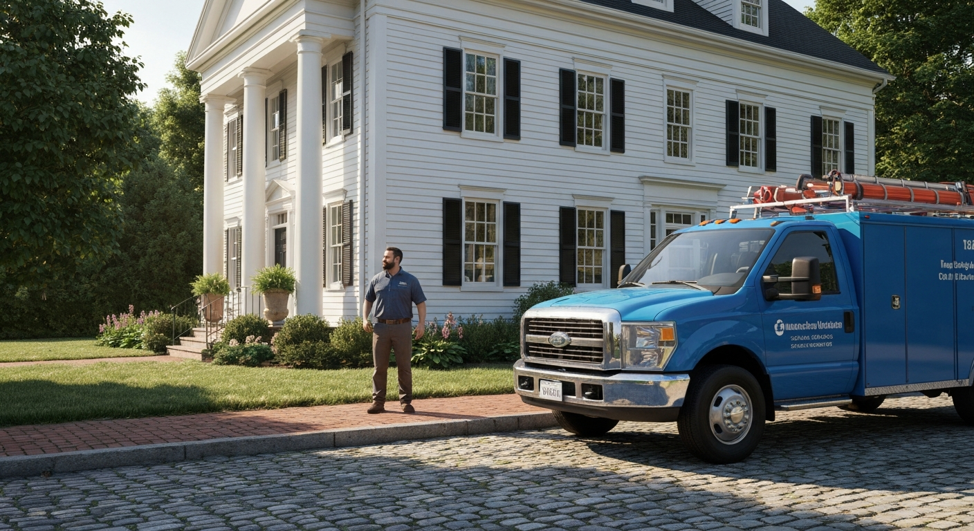 Easton plumbing contractor arriving at a local home