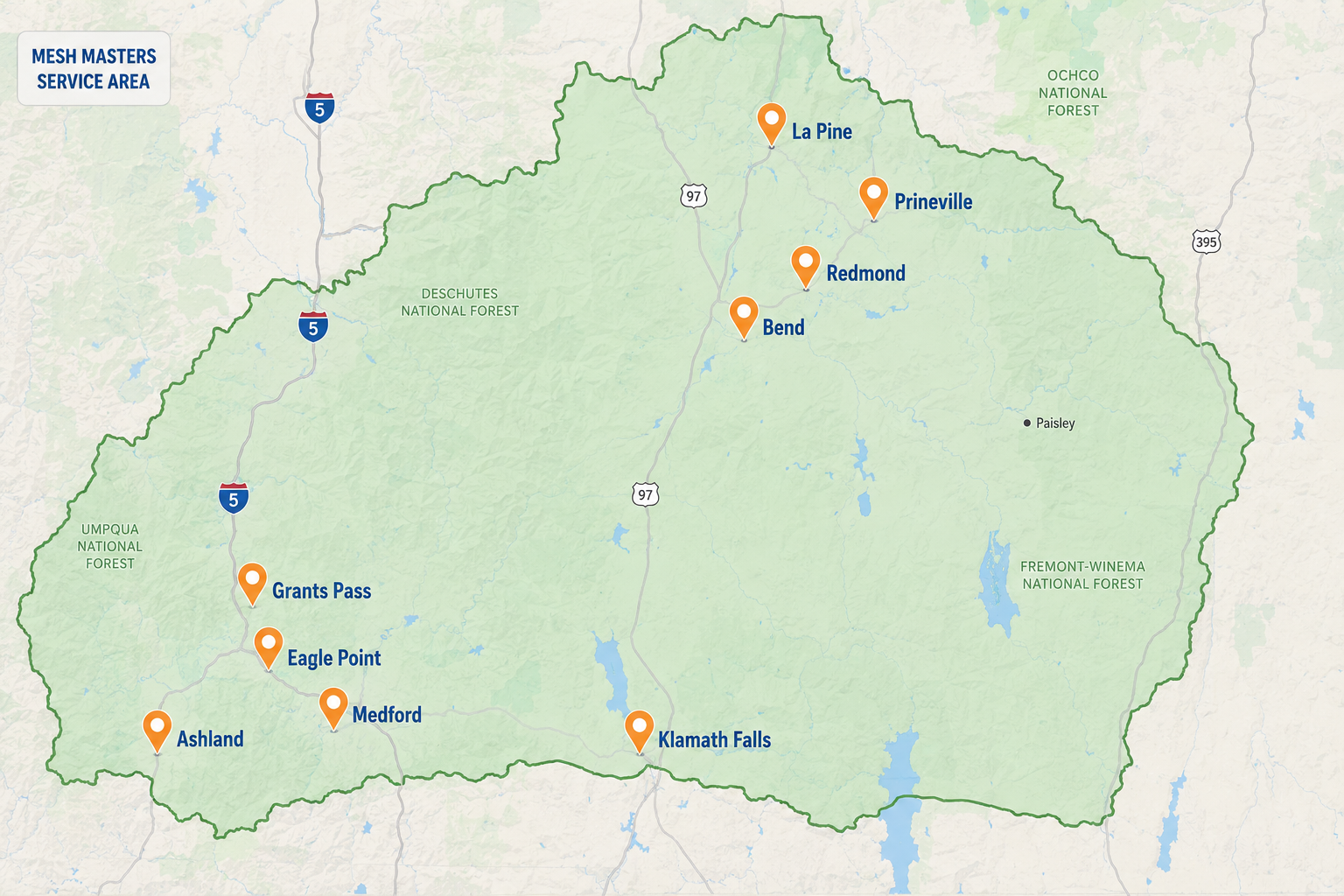 Map of Oregon Service Area