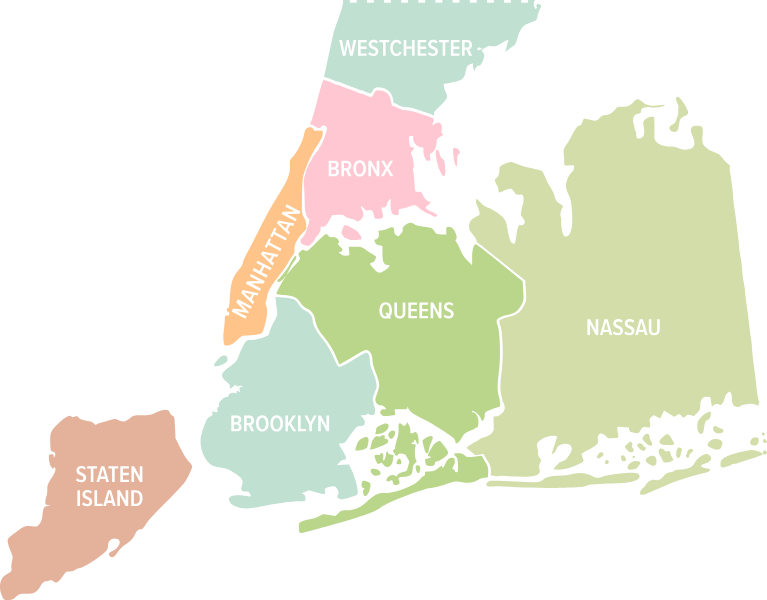 NYC and Westchester service area map