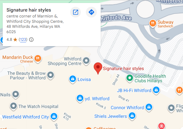 Signature Hair Styles Location Map