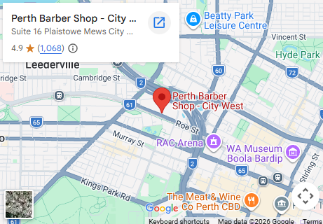 Map Location for Perth Barber Shop