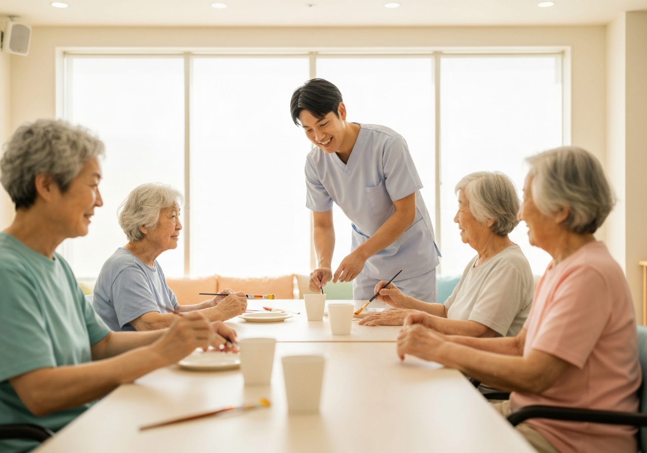 Seniors enjoying group activities at Yogi Adult Day Care
