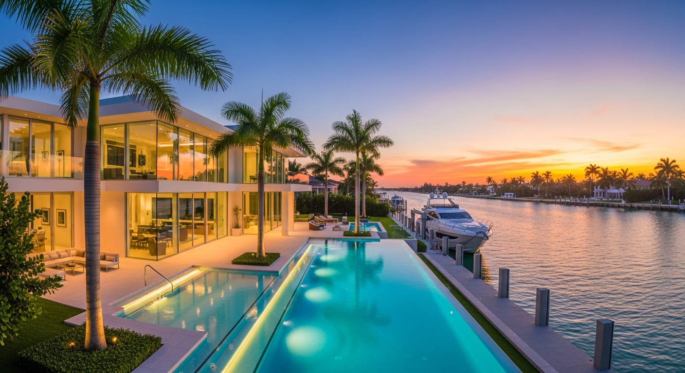 Luxury waterfront mansion in South Florida