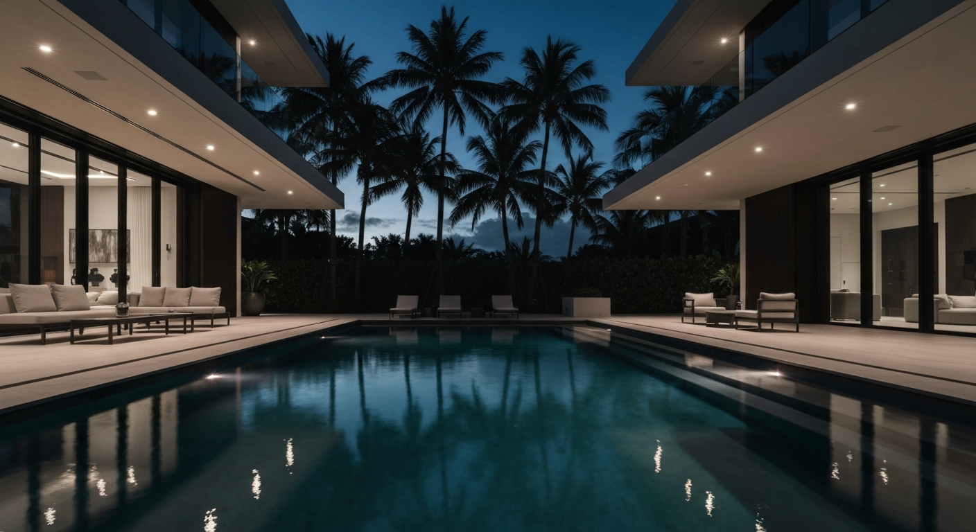 Luxury pool in Surfside FL