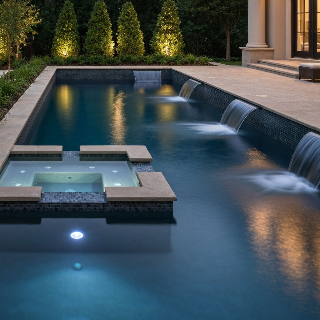 Sophisticated pool automation and water features
