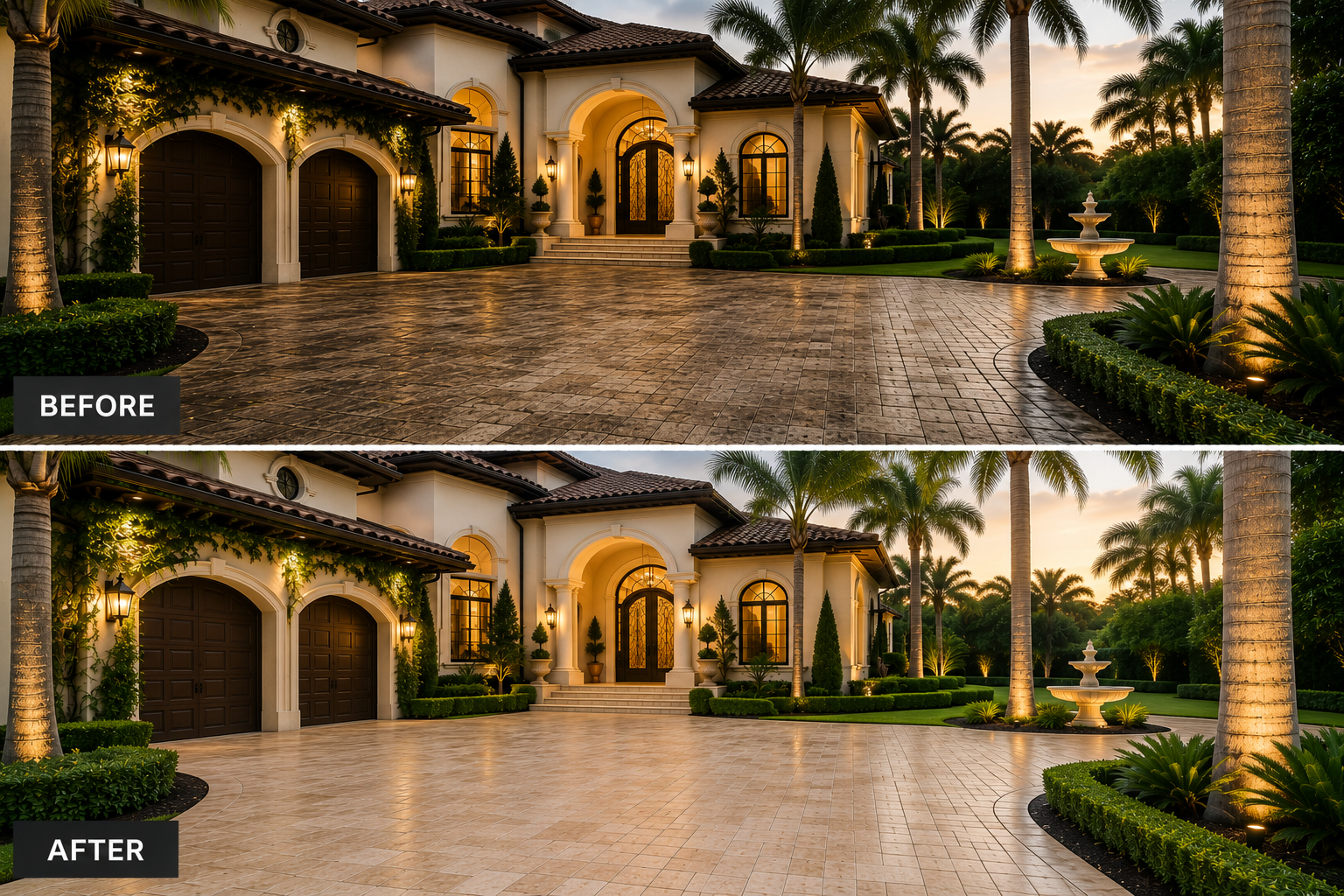 Travertine Driveway: Southwest Ranches