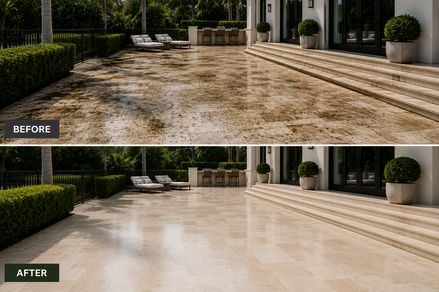 Travertine Pool Deck Restoration: Bal Harbour
