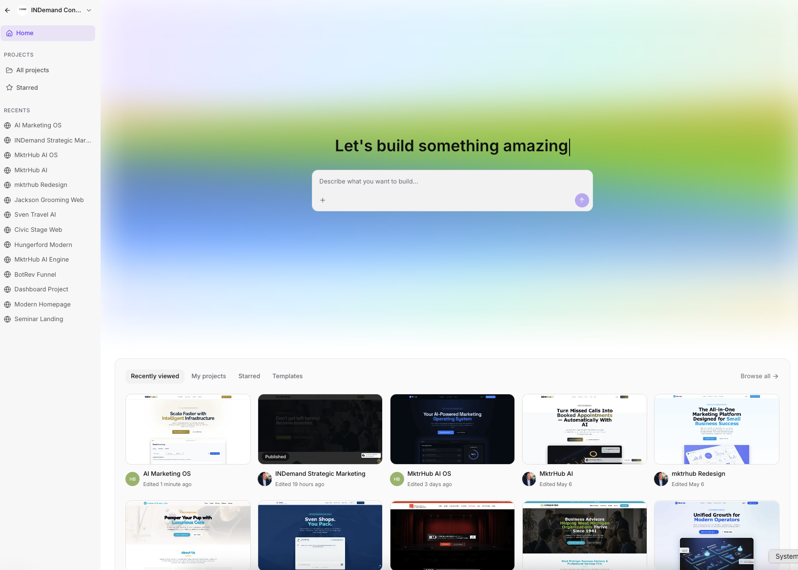 MktrHub Dashboard Overview