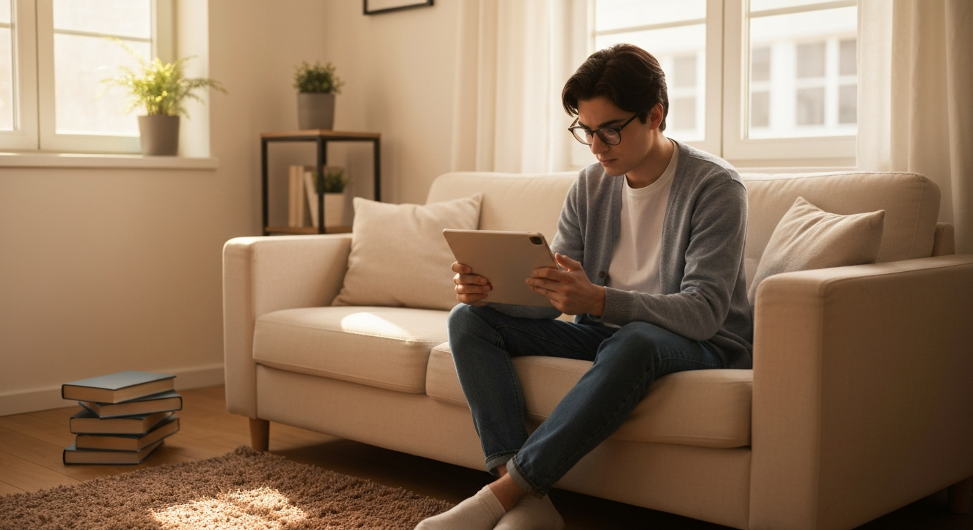Person reviewing health coverage on tablet
