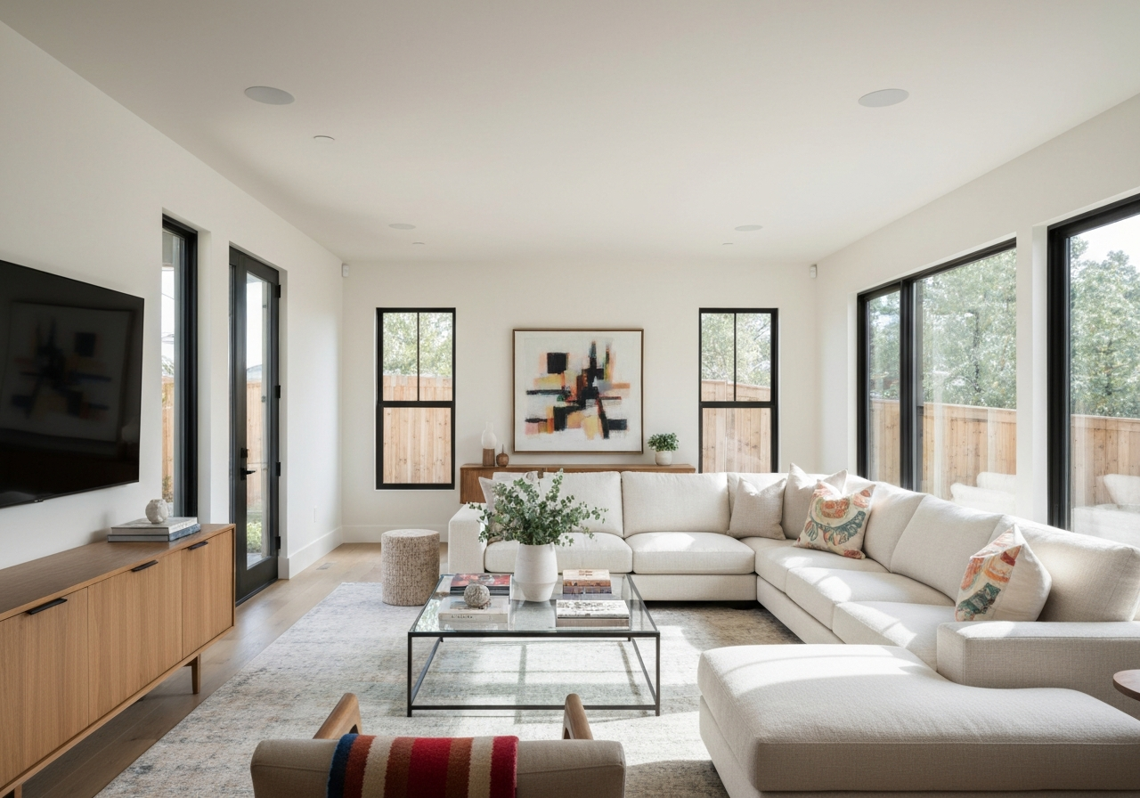 Modern bright living room interior