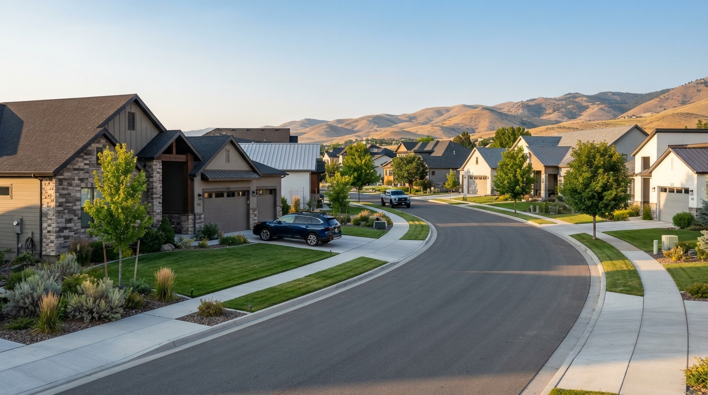 Newer Treasure Valley residential development showing modern single-family homes in Idaho