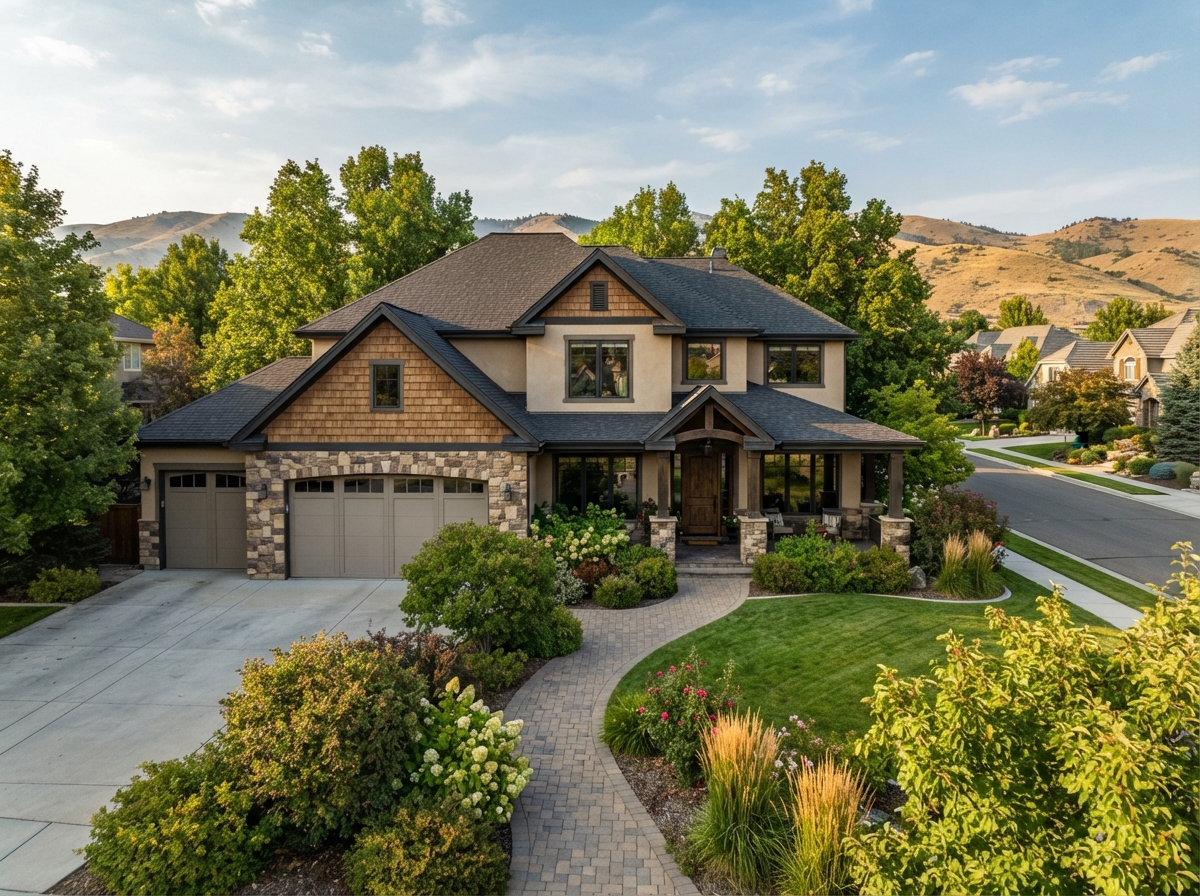 Established custom home with mature landscaping in the East Boise, Idaho area