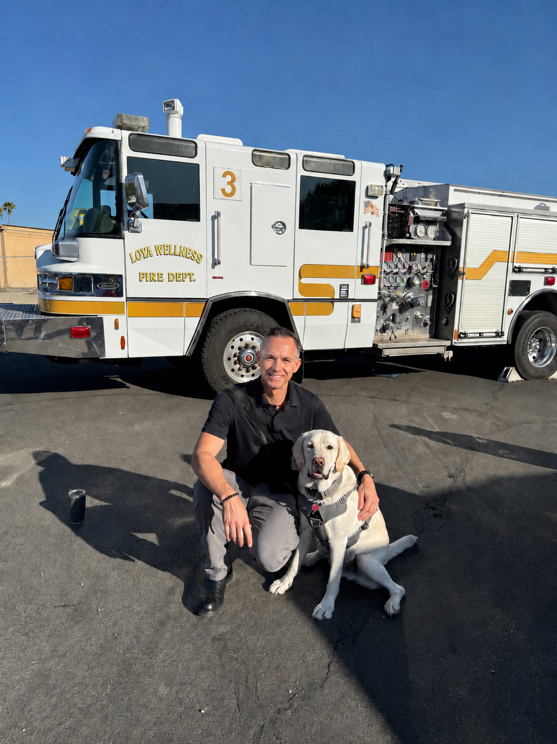 Jason Loya and Ranger by Fire Truck