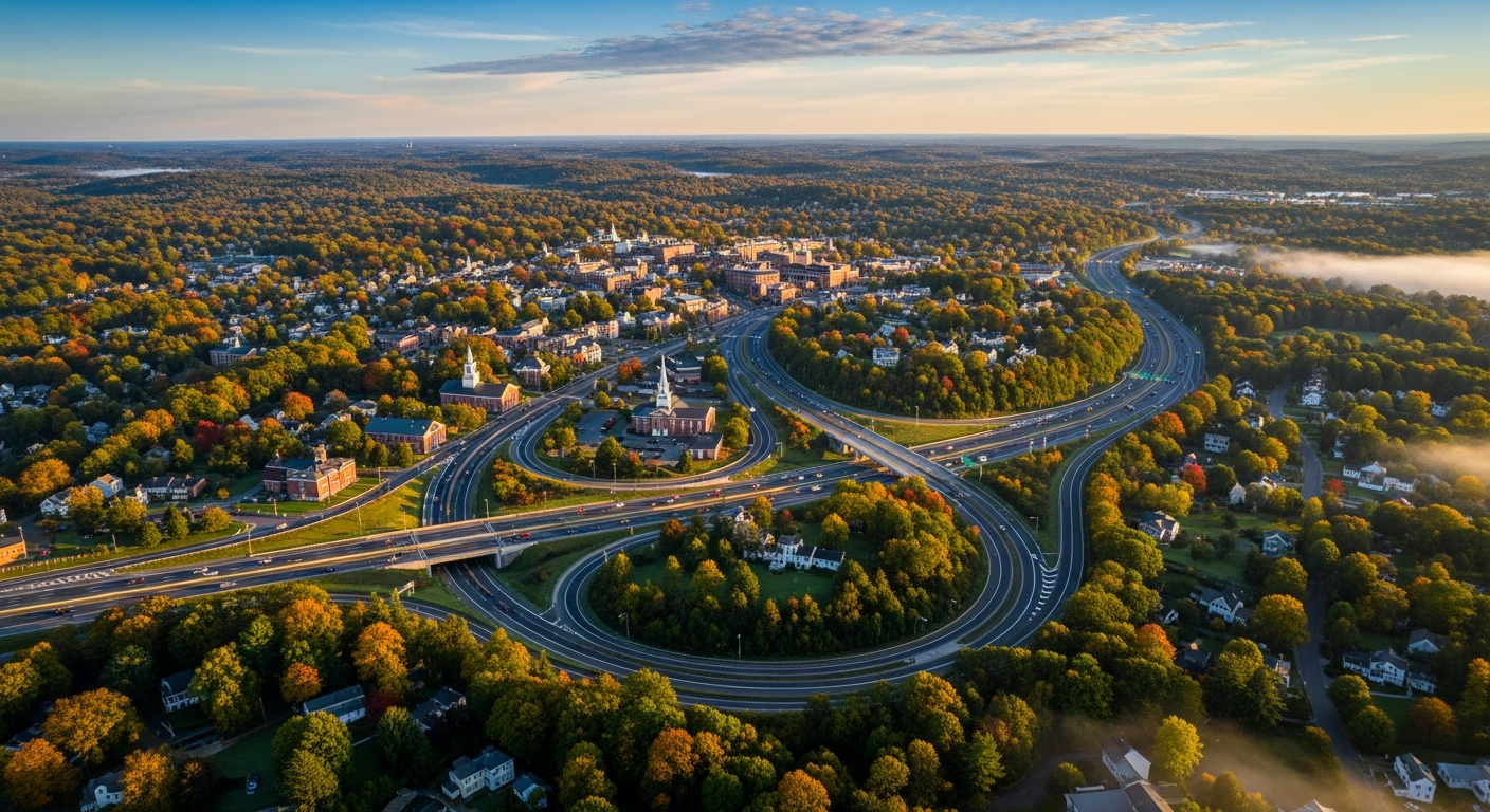 Aerial view of New England towns