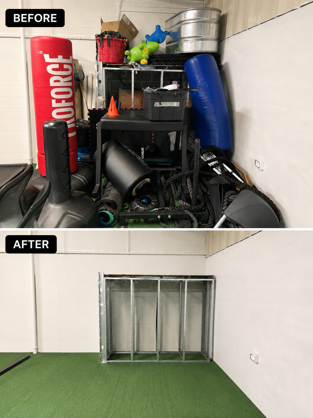 Before and after gym equipment removal