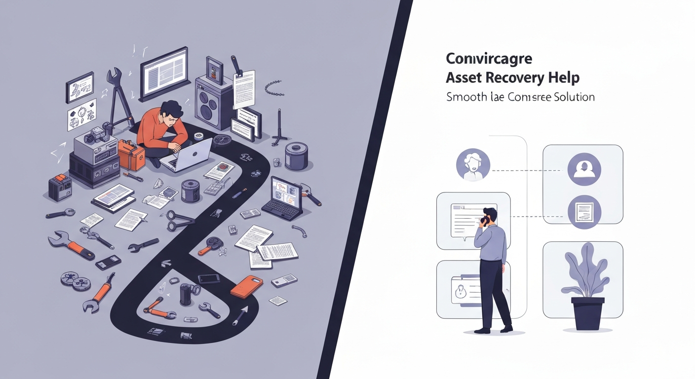 Two paths showing doing it yourself and concierge asset recovery help.